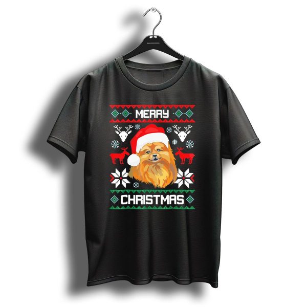 Merry Christmas Pomeranian Santa Hat Holiday Reindeer Snowflake T Shirt 1 t shirt 1