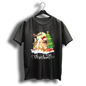 Merry Christmas Pomeranian Santa Hat Snowman Cabin Christmas Tree Santa Sleigh T Shirt
