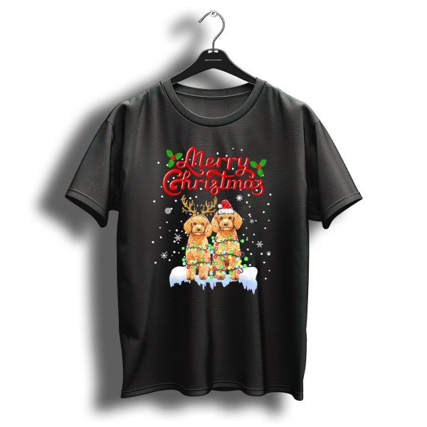 Merry Christmas Poodle Lights Funny Dog Matching T Shirt 1 t shirt 1