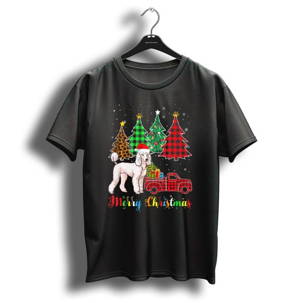 Merry Christmas Poodle Red Plaid Truck Christmas Trees T Shirt 1 t shirt 1