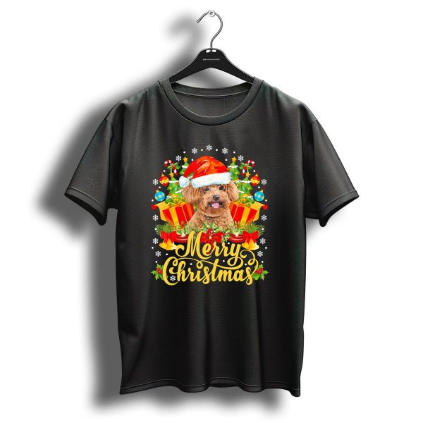 Merry Christmas Poodle Santa Hat With Gifts And Candy Canes T Shirt 1 t shirt 1