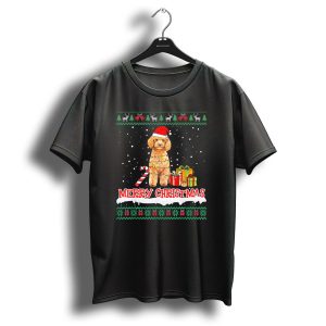 Merry Christmas Poodle With Santa Hat And Gifts Holiday T Shirt