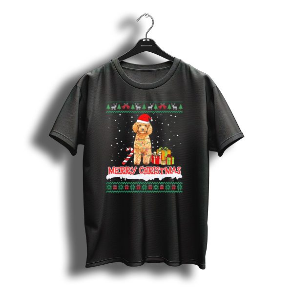 Merry Christmas Poodle With Santa Hat And Gifts Holiday T Shirt t shirt 1