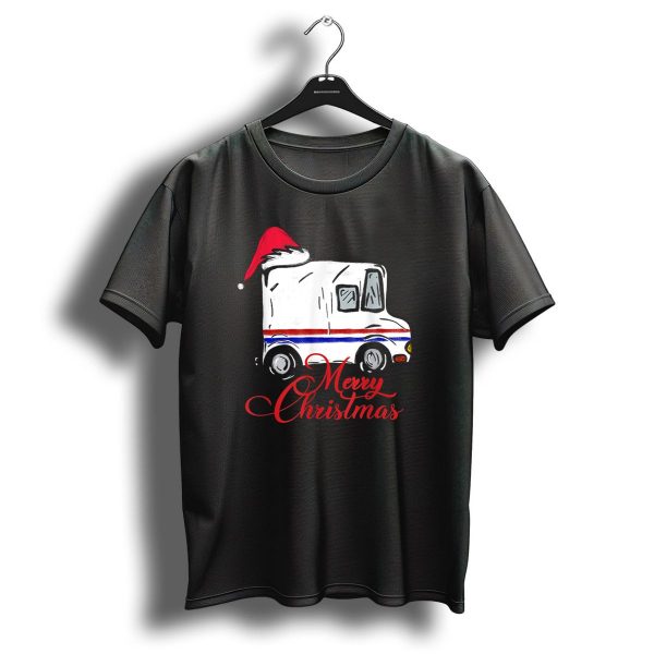 Merry Christmas Postal Truck With Santa Hat Mail Carrier T Shirt 1 t shirt 1