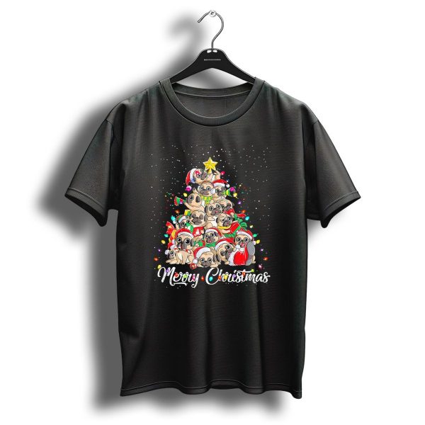 Merry Christmas Pug Lovers Funny Christmas Tree T Shirt 1 t shirt 1