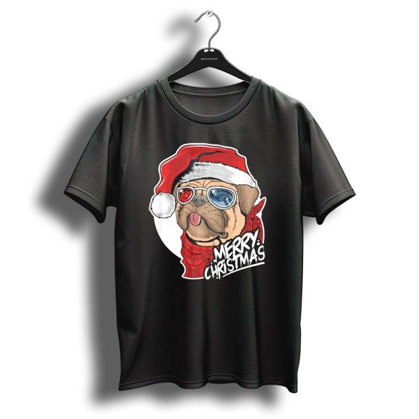 Merry Christmas Pug Wearing Glasses Santa Hat T Shirt 1 t shirt 1