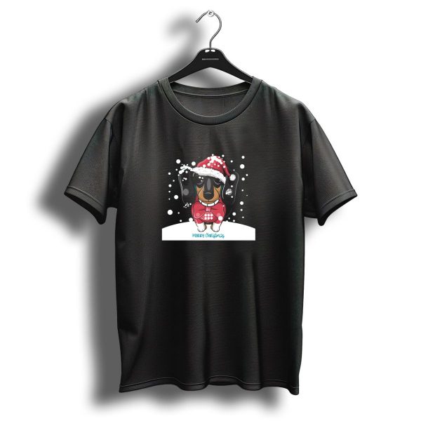 Merry Christmas Puppy Santa Hat Snowflakes T Shirt 1 t shirt 1