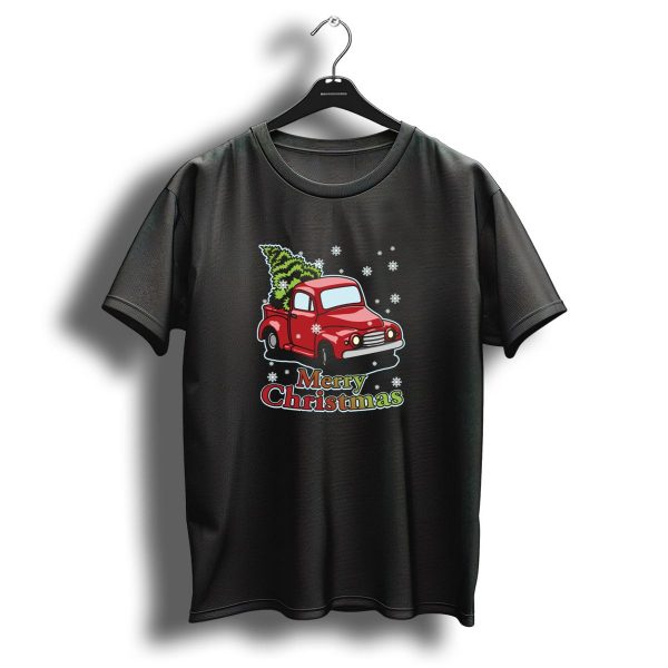 Merry Christmas Red Truck With Christmas Tree And Snowflakes T Shirt 1 t shirt 1