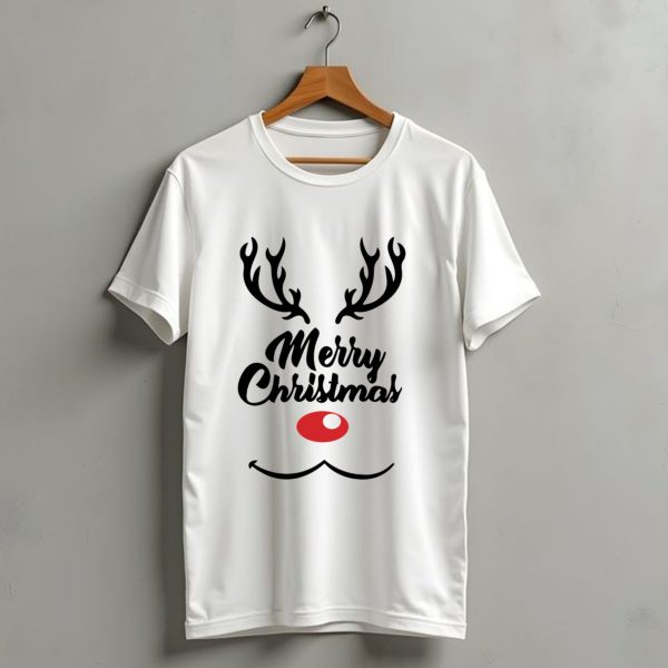 Merry Christmas Reindeer Antlers With Red Nose T Shirt 1 t shirt 1