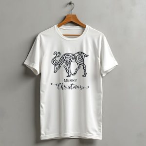 Merry Christmas Reindeer Swirl T Shirt