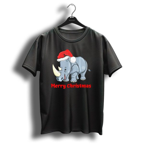 Merry Christmas Rhino Santa Hat T Shirt 1 t shirt 1