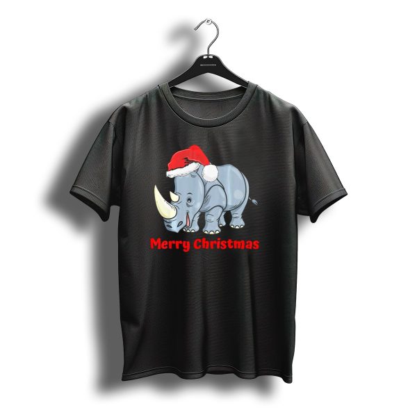 Merry Christmas Rhino Santa Hat T Shirt t shirt 1