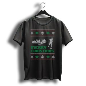 Merry Christmas Running Shoes And Runner Festive Knit T Shirt