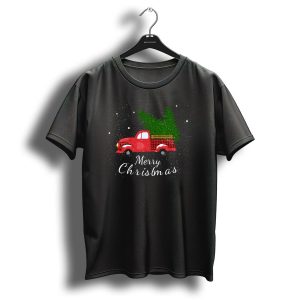 Merry Christmas Rustic Farm Car Truck Wagon T Shirt