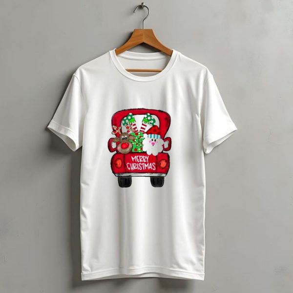 Merry Christmas Santa And Reindeer With Presents In Truck T Shirt 1 t shirt 1