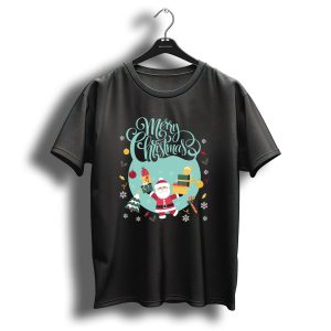 Merry Christmas Santa Carrying Gifts With Festive Decorations T Shirt