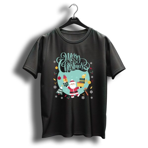 Merry Christmas Santa Carrying Gifts With Festive Decorations T Shirt 1 t shirt 1