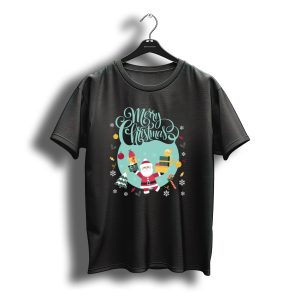 Merry Christmas Santa Carrying Gifts With Festive Decorations T-Shirt