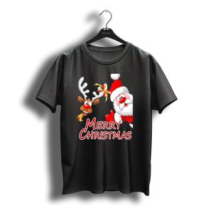 Merry Christmas Santa Claus And Reindeer T-Shirt