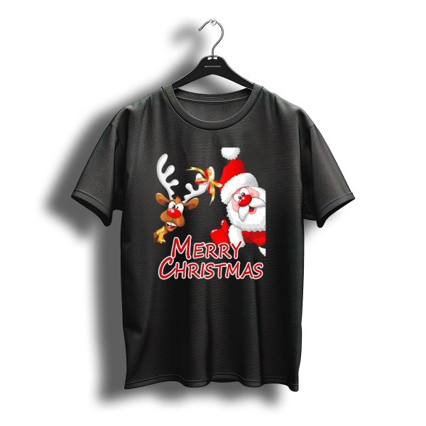 Merry Christmas Santa Claus And Reindeer T Shirt t shirt 1
