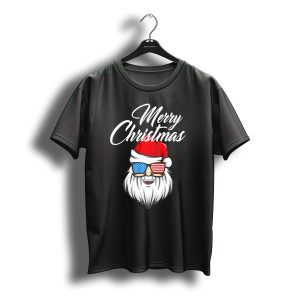 Merry Christmas Santa Claus Patriotic Us Flag Sunglasses T-Shirt