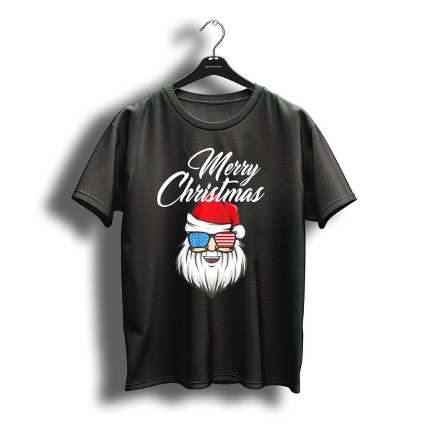 Merry Christmas Santa Claus Patriotic Us Flag Sunglasses T Shirt t shirt 1