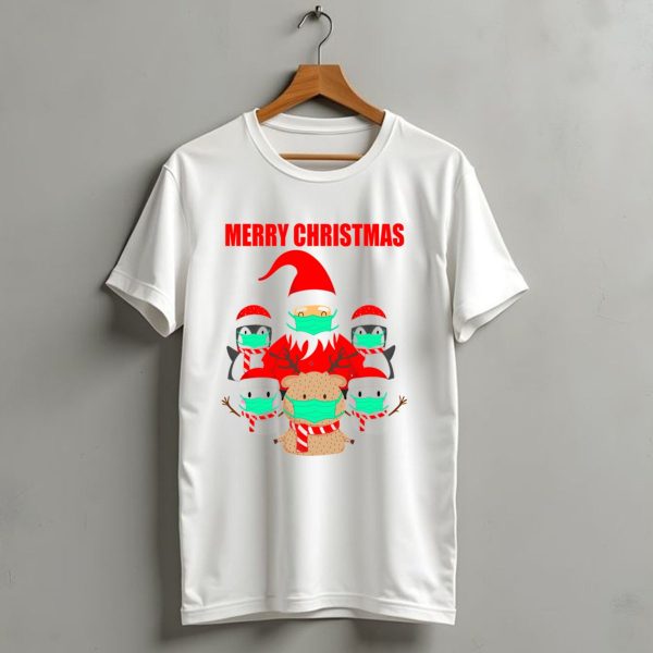 Merry Christmas Santa Deer Penguin Social Distance T Shirt 1 t shirt 1