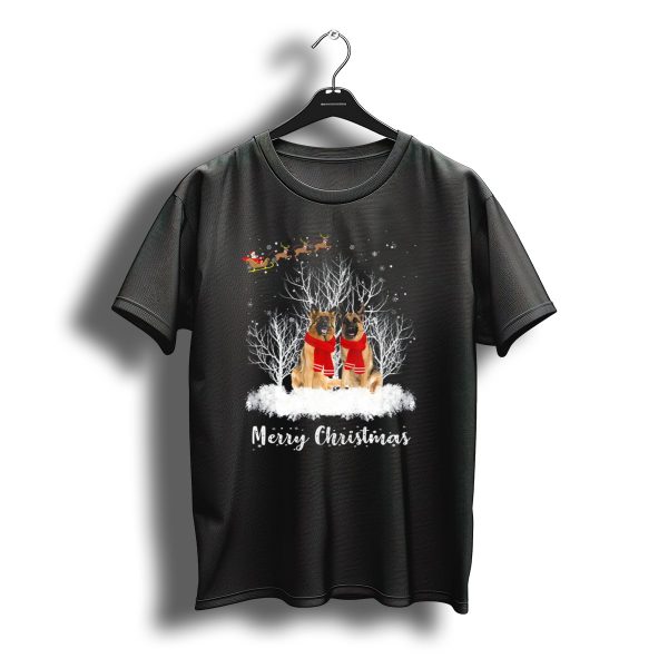 Merry Christmas Santa German Shepherd Couple T Shirt t shirt 1