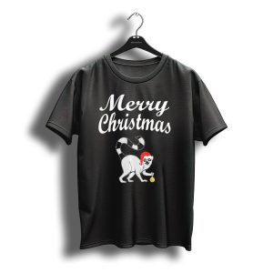 Merry Christmas Santa Hat Lemur Holding T-Shirt
