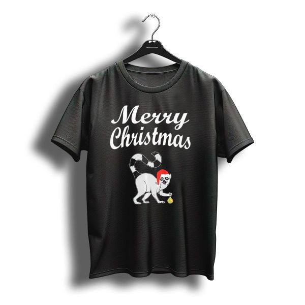 Merry Christmas Santa Hat Lemur Holding T Shirt t shirt 1