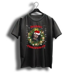 Merry Christmas Santa Hat Wreath T Shirt