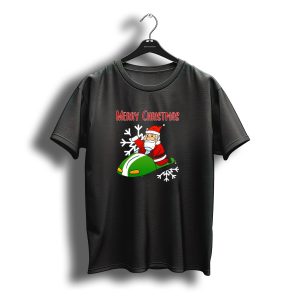 Merry Christmas Santa Riding Snowmobile T-Shirt