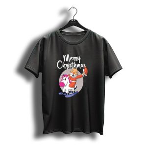 Merry Christmas Santa Riding Unicorn T-Shirt