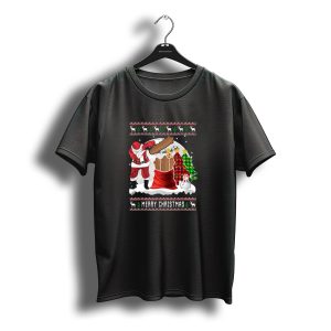 Merry Christmas Santa Skateboard Snowman Plaid Tree T-Shirt