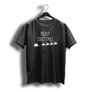 Merry Christmas Santa Sleigh With Reindeer T-Shirt