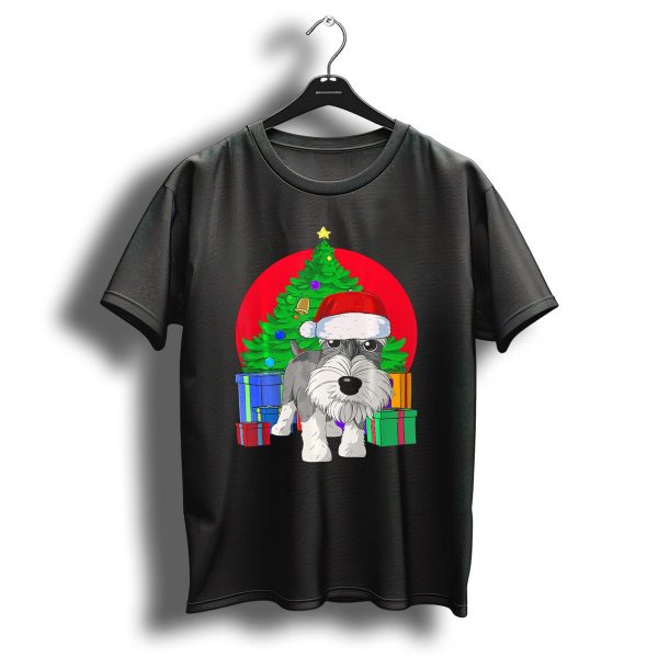 Merry Christmas Schnauzer Santa Hat Christmas Tree Presents T Shirt 1 t shirt 1