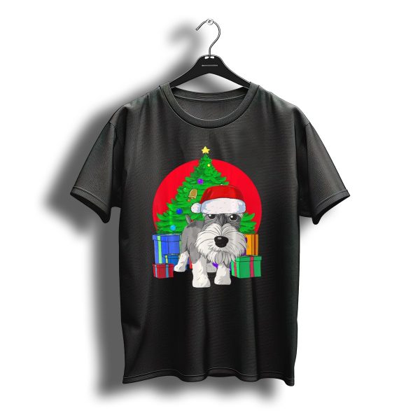Merry Christmas Schnauzer Santa Hat Christmas Tree Presents T Shirt t shirt 1