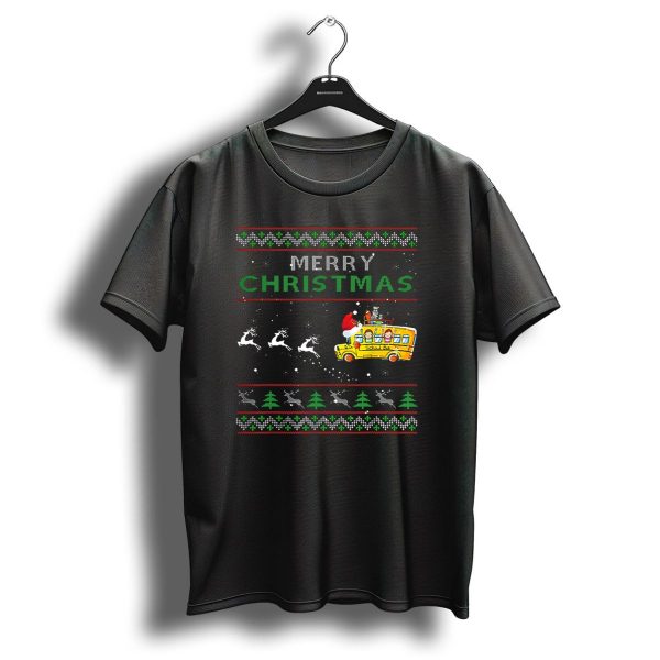 Merry Christmas School Bus Driver Santa And Reindeer Holiday T Shirt 1 t shirt 1