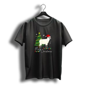 Merry Christmas Sheep With Santa Hat And Christmas Tree T-Shirt