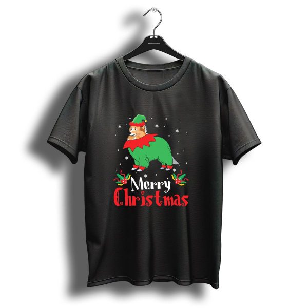 Merry Christmas Sheltie In Elf Costume With Snowflakes T Shirt 1 t shirt 1