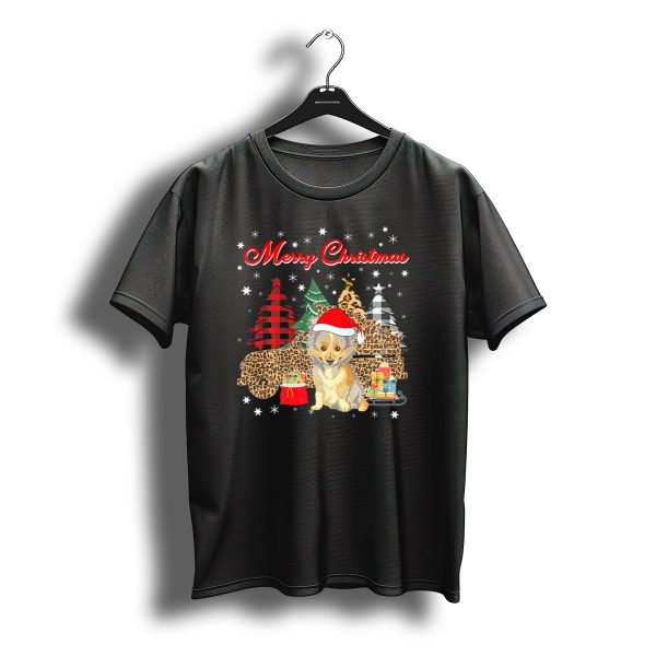Merry Christmas Sheltie Leopard Plaid Truck With Santa Hat And Gifts T Shirt t shirt 1