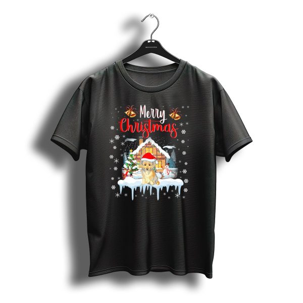 Merry Christmas Sheltie Santa Hat Winter Scene T Shirt t shirt 1