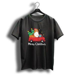 Merry Christmas Sheltie Sheepdog Red Truck Tree T Shirt