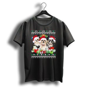 Merry Christmas Shih Tzu Dogs Santa Hats And Gifts T Shirt