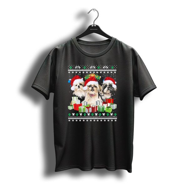 Merry Christmas Shih Tzu Dogs Santa Hats And Gifts T Shirt t shirt 1