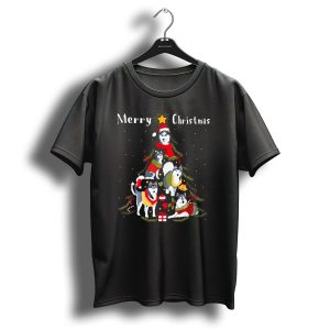 Merry Christmas Siberian Husky Tree With Festive Dogs And Gifts T Shirt