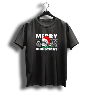 Merry Christmas Skull Santa Hat And Sunglasses T Shirt