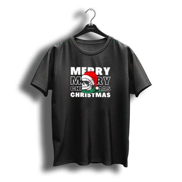 Merry Christmas Skull Santa Hat And Sunglasses T Shirt t shirt 1