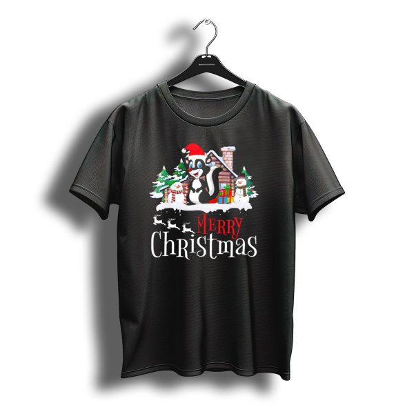 Merry Christmas Skunk With Snowmen And Santa Hat T Shirt t shirt 1