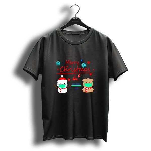 Merry Christmas Social Distance Snowman And Reindeer With Masks T Shirt 1 t shirt 1